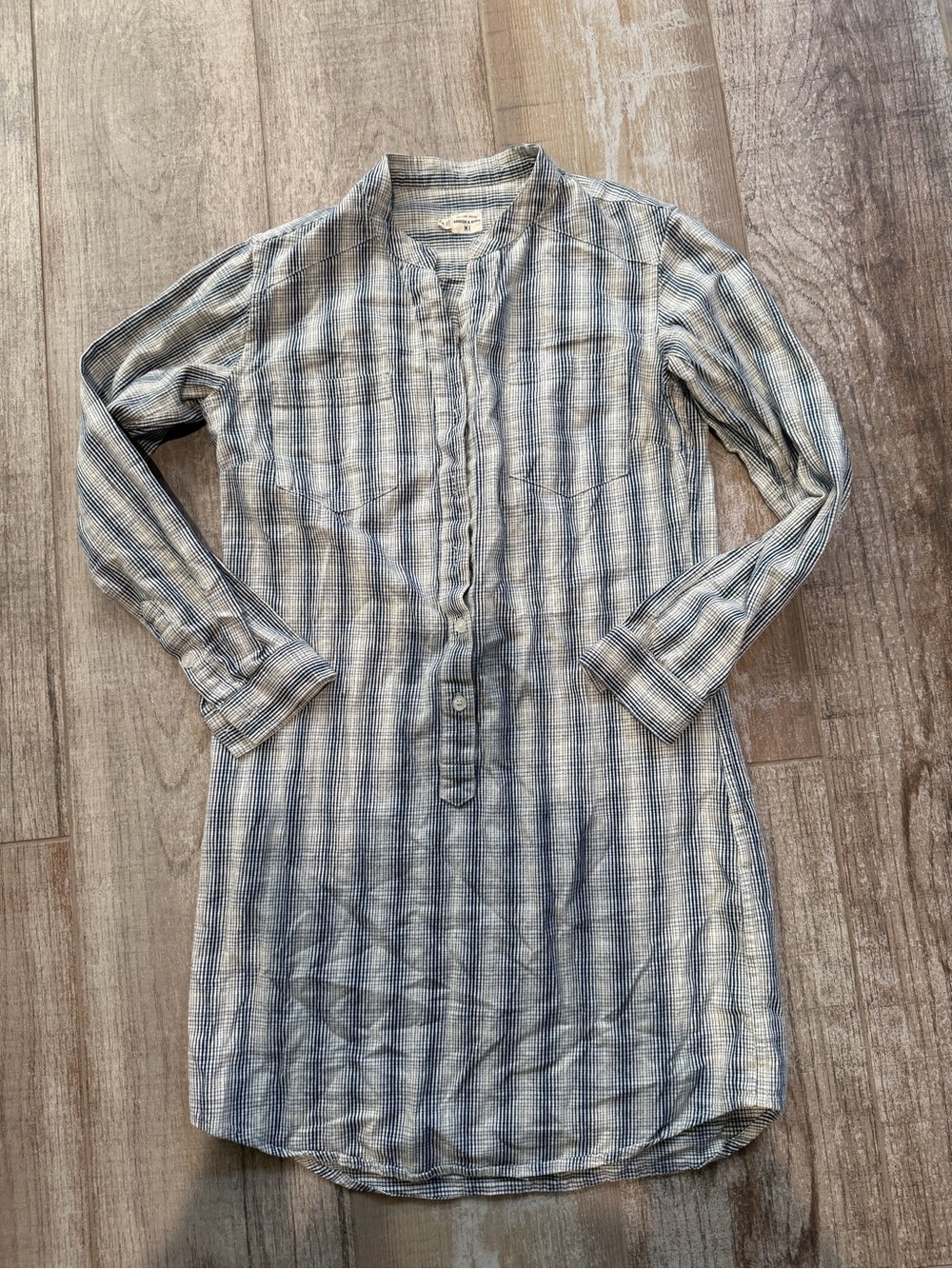 Bridge & Burn navy plaid long sleeve dress